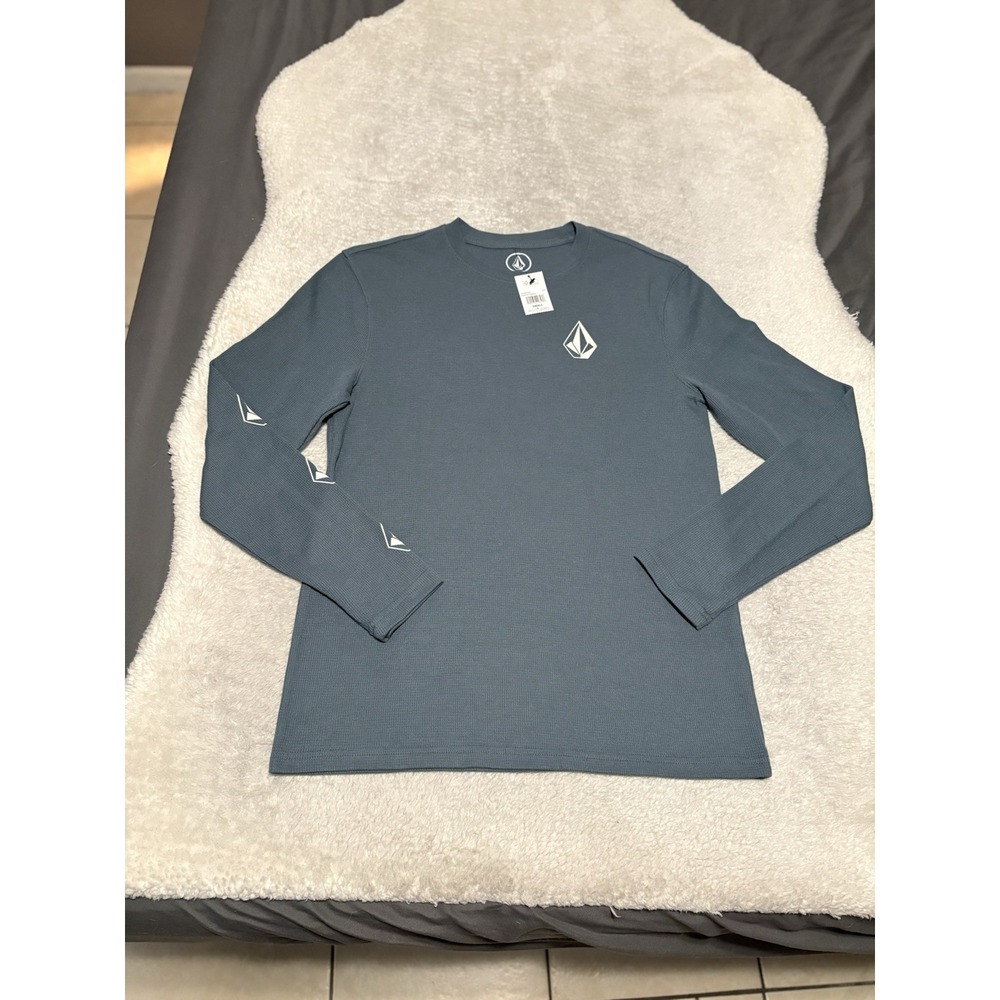Volcom Waffle Thermal Shirt Men's Size Small Blue Long Sleeve Brand New‎